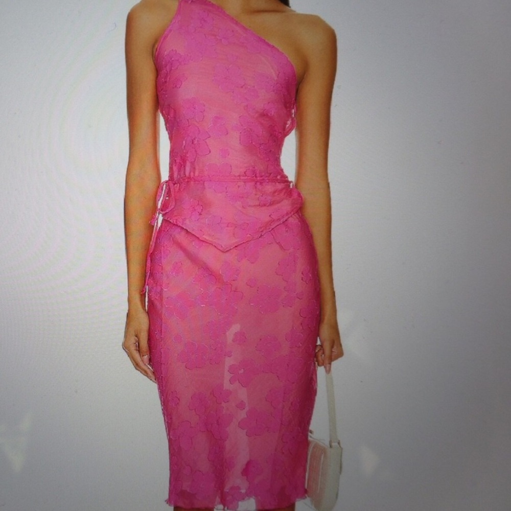 Musier for Revolve Elegant Pink One-Shoulder lace set